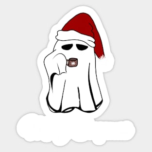 Merry Creepmas ghost with Santa hat Sticker